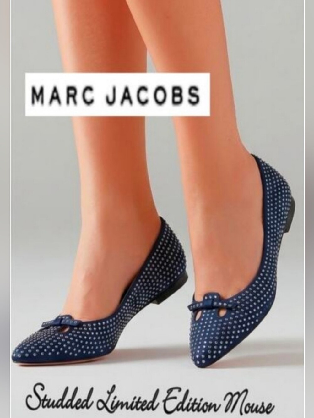 Marc Jacobs Womens Size 7 37 Italy Made Pointy Glam Studded Ballet Flats Shoes